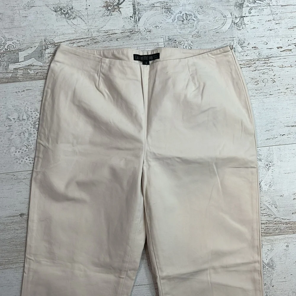 Lafayette 148 New York Cream Khaki Cropped Pants Size 6